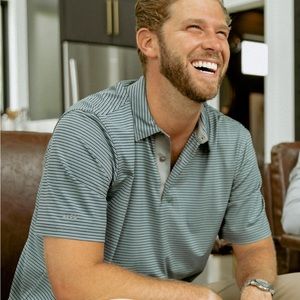 NWT! Southern Shirt Company Grey and Blue Striped Performance Polo